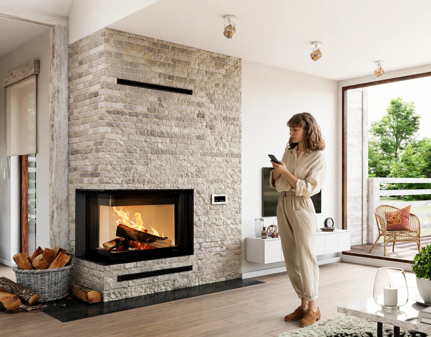 Chimenea empotrada en pared